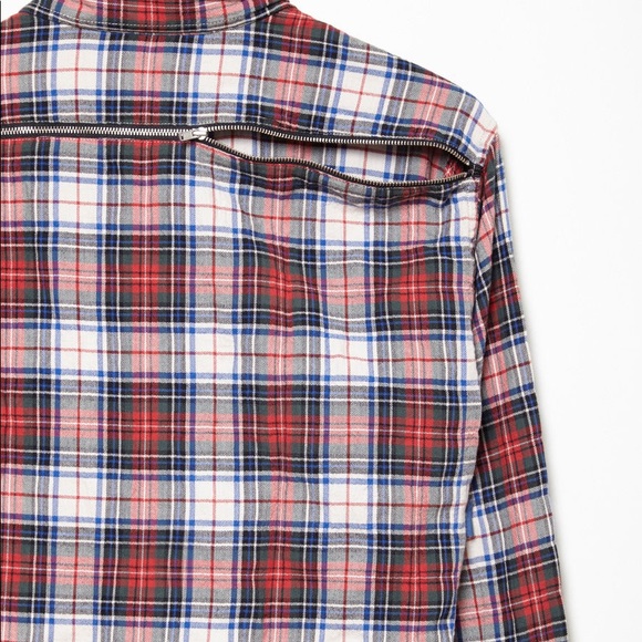 R13 Zipper Back Plaid Japanese Fabric Shirt. Small - Picture 3 of 11